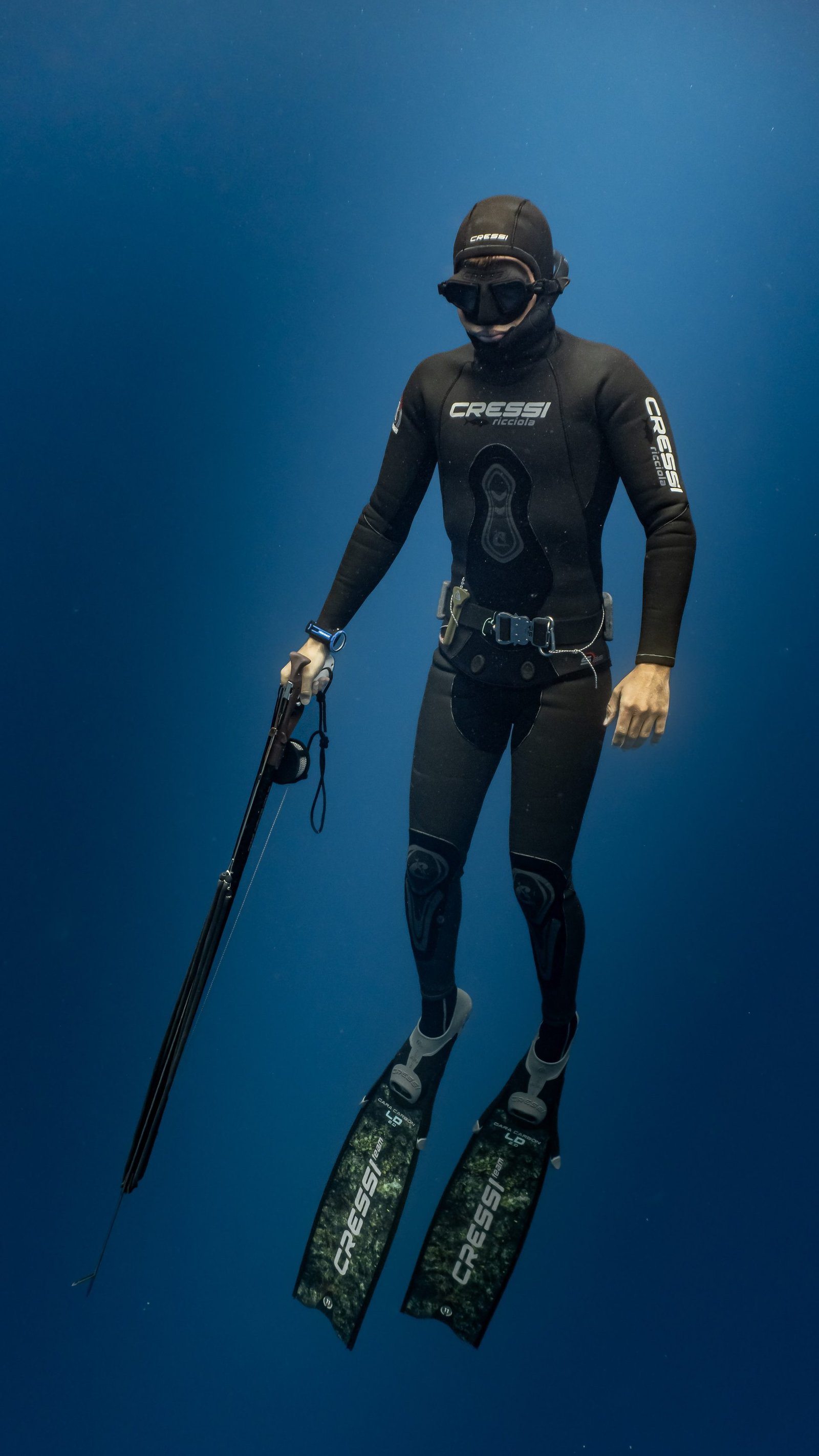 Pescador submarino con arpón en aguas de Gran Canaria